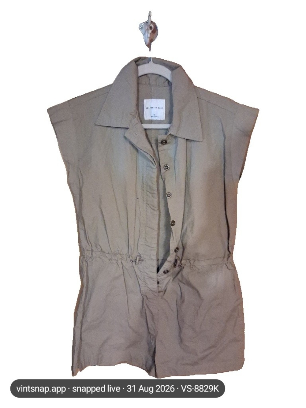 Celebrity Pink Sleeveless Utility Romper in Light Taupe